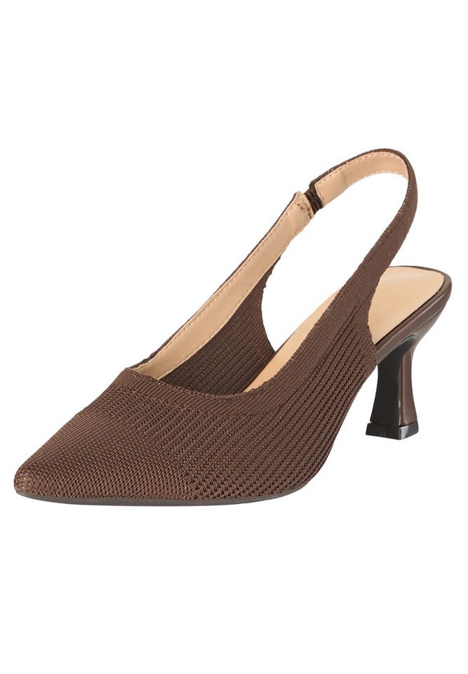 Salinyang Damen Slingback Pumps aus Strick mit spitzer Form und Absatz High Heel Sandalette
