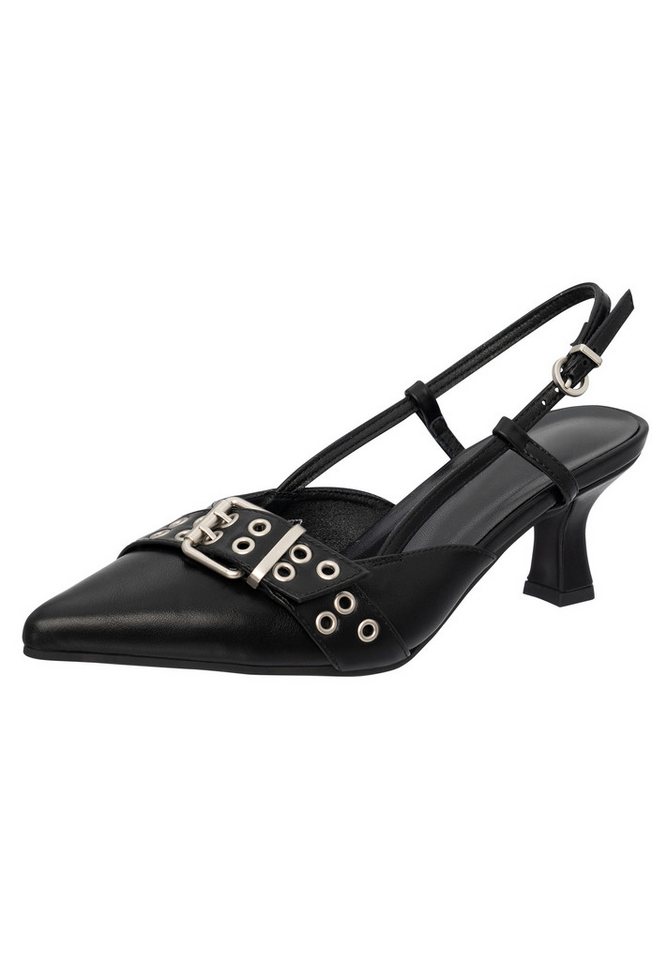 Salinyang Damen Slingback Pumps mit Schnalle und kleinem Absatz – Kitten Heel Sandalette