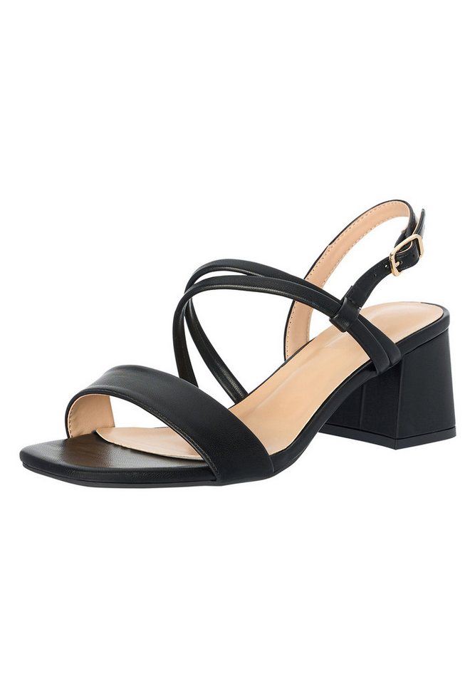 Salinyang Sommerliche Damen Sandaletten mit Blockabsatz & Riemchen Sandalette (schwarz)