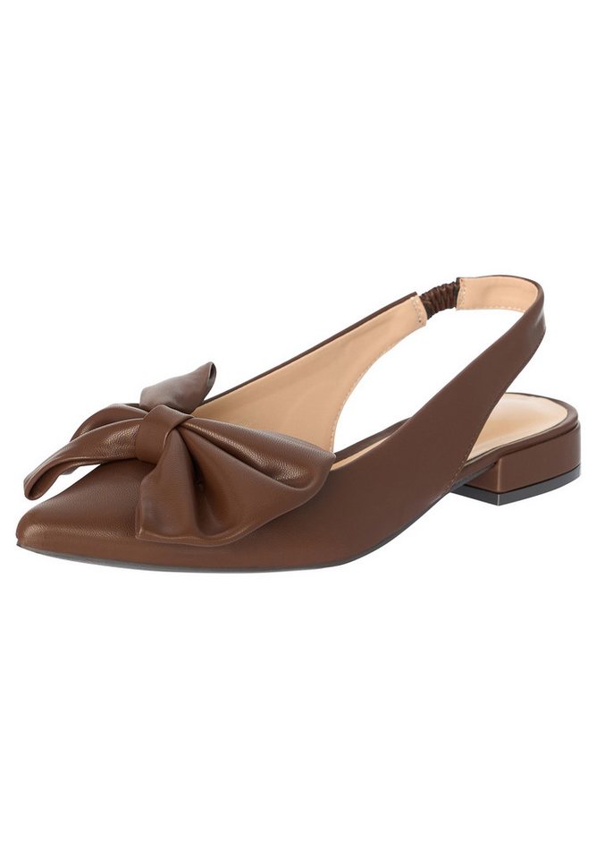 Salinyang Sommerliche Damen Slingback Ballerinas mit Schleife & eckiger Spitze Sandalette