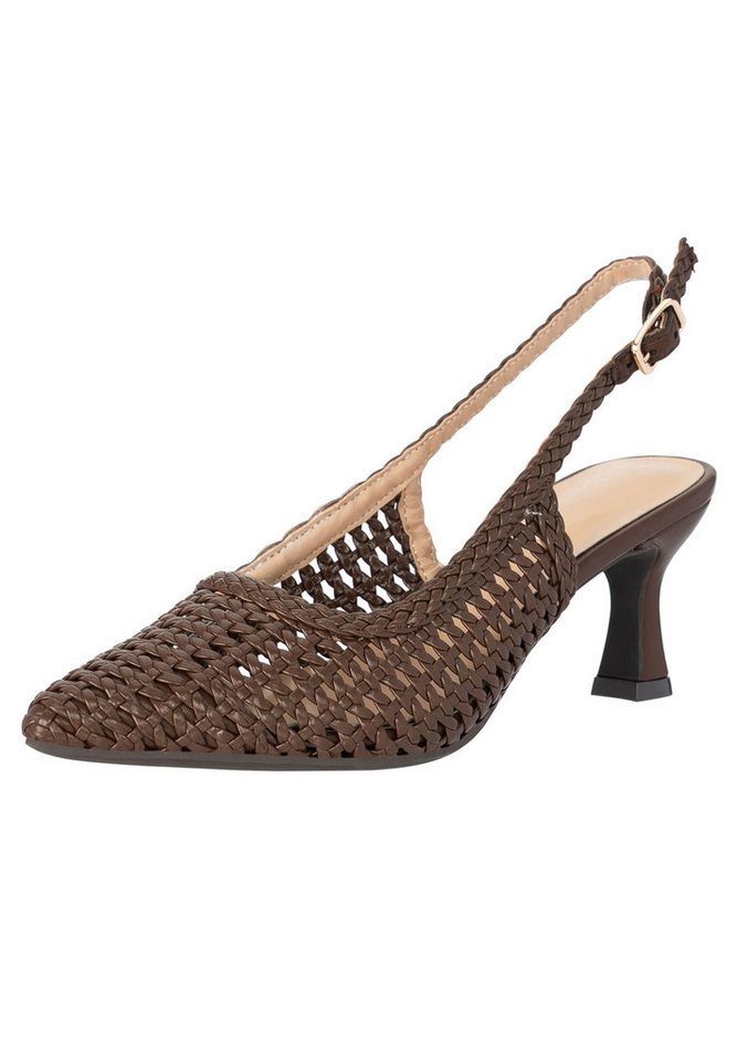 Salinyang Sommerliche Slingback Heels Damen mit geflochtenem Design Sandalette (braun)