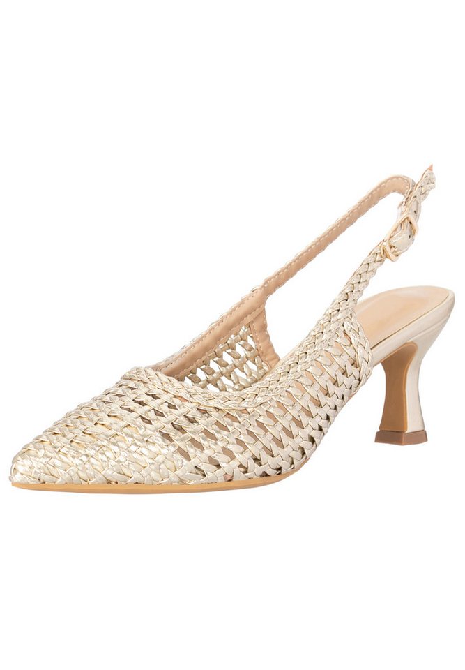 Salinyang Sommerliche Slingback Heels Damen mit geflochtenem Design Sandalette