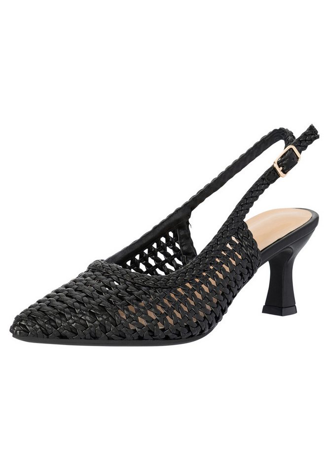 Salinyang Sommerliche Slingback Heels Damen mit geflochtenem Design Sandalette (schwarz)