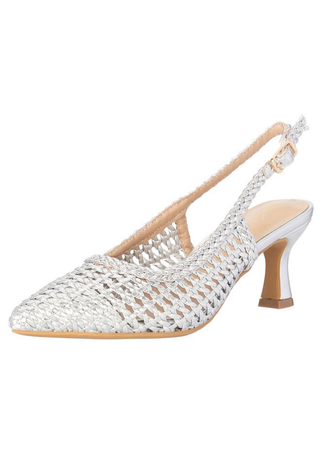 Salinyang Sommerliche Slingback Heels Damen mit geflochtenem Design Sandalette