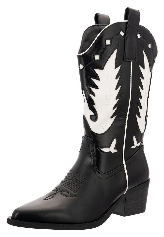 Salinyang Stiefel Cowboystiefel (schwarz)