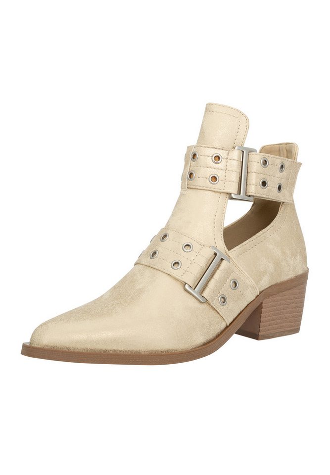 Salinyang Damen Biker Boots mit Cut-Out & Schnallen Western Stiefeletten Stiefelette