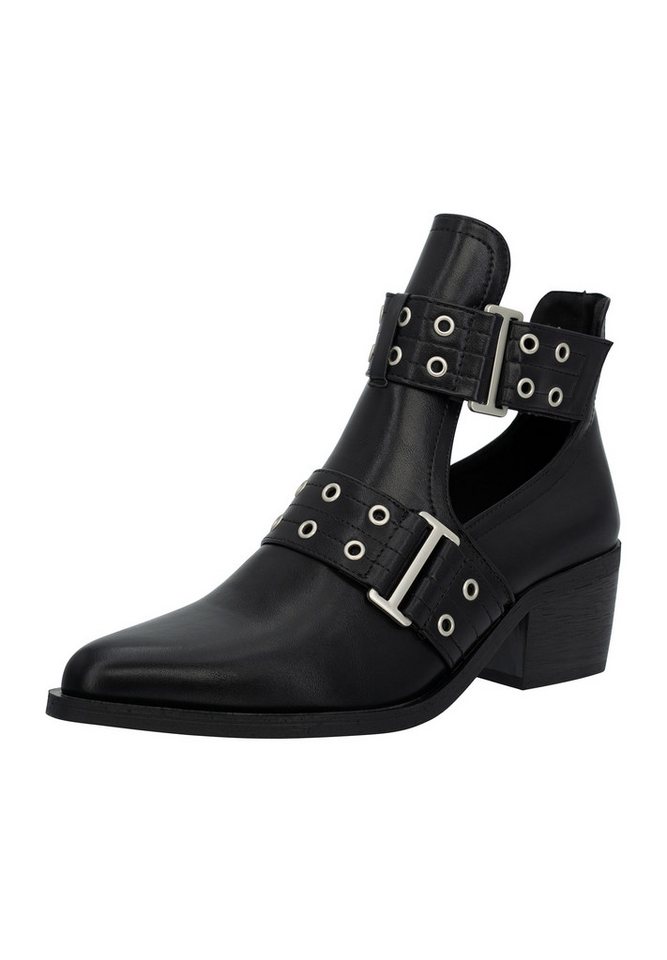 Salinyang Damen Biker Boots mit Cut-Out & Schnallen Western Stiefeletten Stiefelette