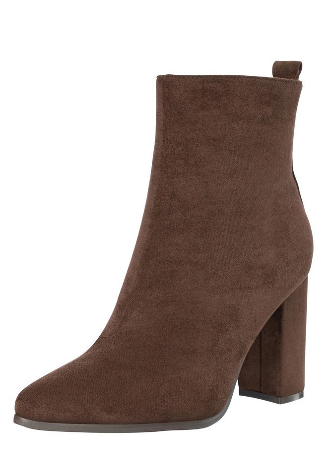 Salinyang Damen Stiefeletten Elegant mit Blockabsatz & spitzer Form Stiefelette (braun)