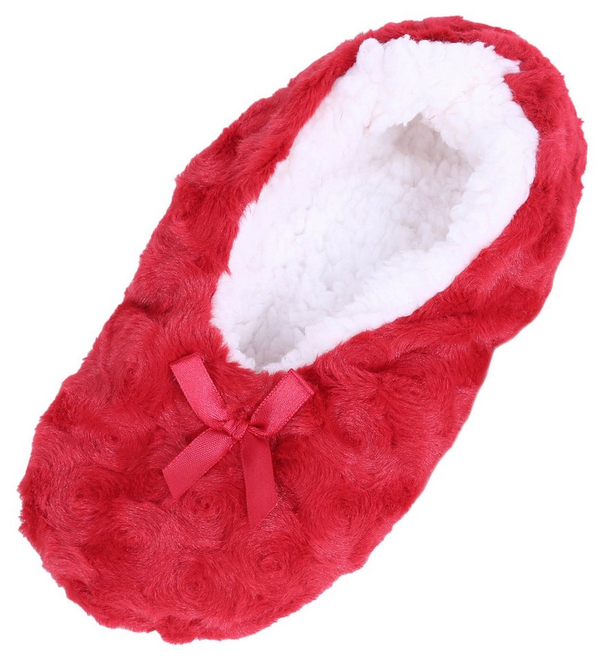 Sarcia.eu Rot-weiße flauschige Hausschuhe 36-38 EU Plüsch Hausschuhe