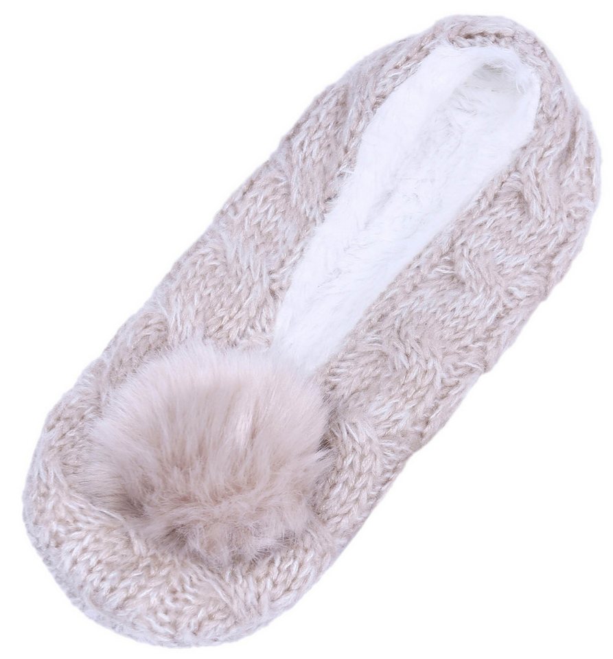 Sarcia.eu Warme, beige Hausschuhe mit Pompon 36-38 EU Hüttenschuhe