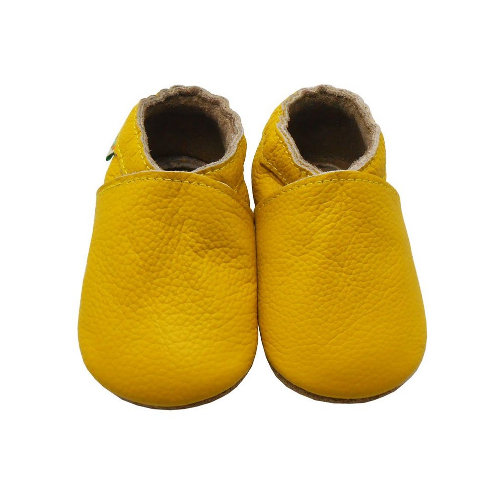 Sayoyo Weiche Leder Krabbelschuhe Lauflernschuhe Hausschuhe Lederpuschen Gelb Lauflernschuh (100% Leder)
