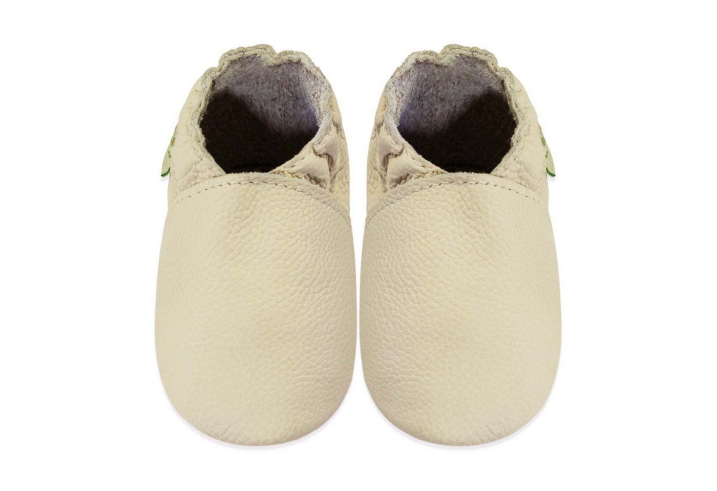 Sayoyo Weiche Leder Lauflernschuhe Hausschuhe Lederpuschen Einfarbig Beige Krabbelschuh (100% Leder) elatisch