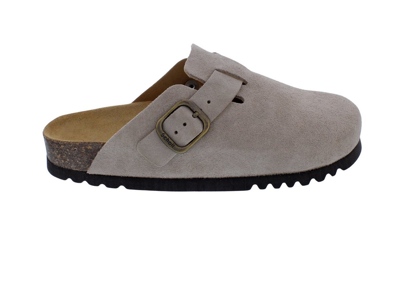 Scholl Fae Clog Dark Beige Suede - Velourleder in Beige Clog