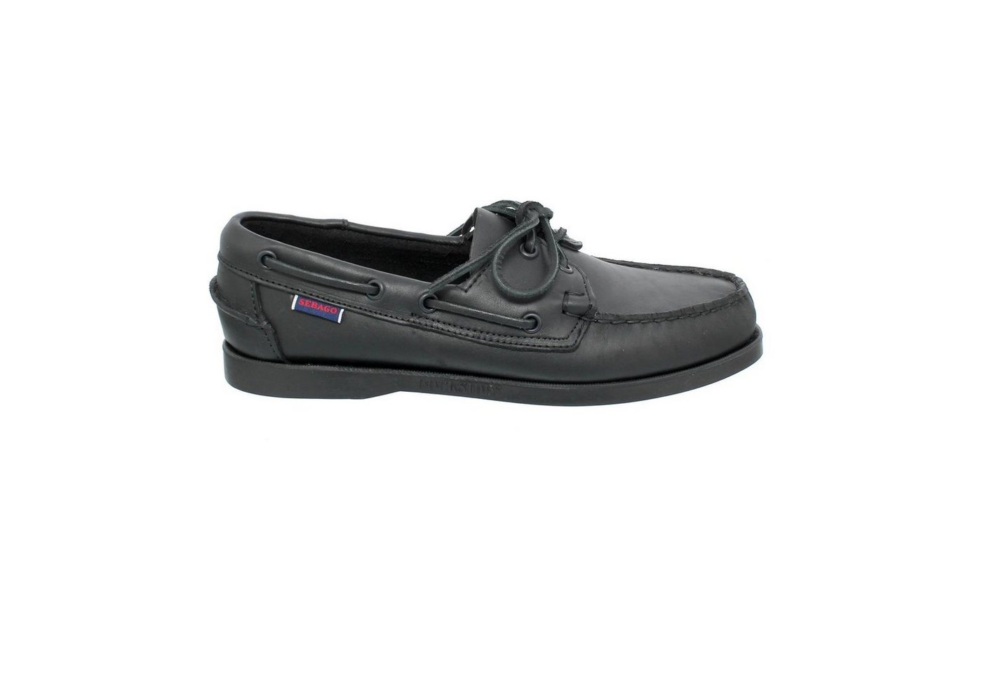 Sebago Docksides, Full-Grain Leather (Glattleder), total black, Men 70 Bootsschuh