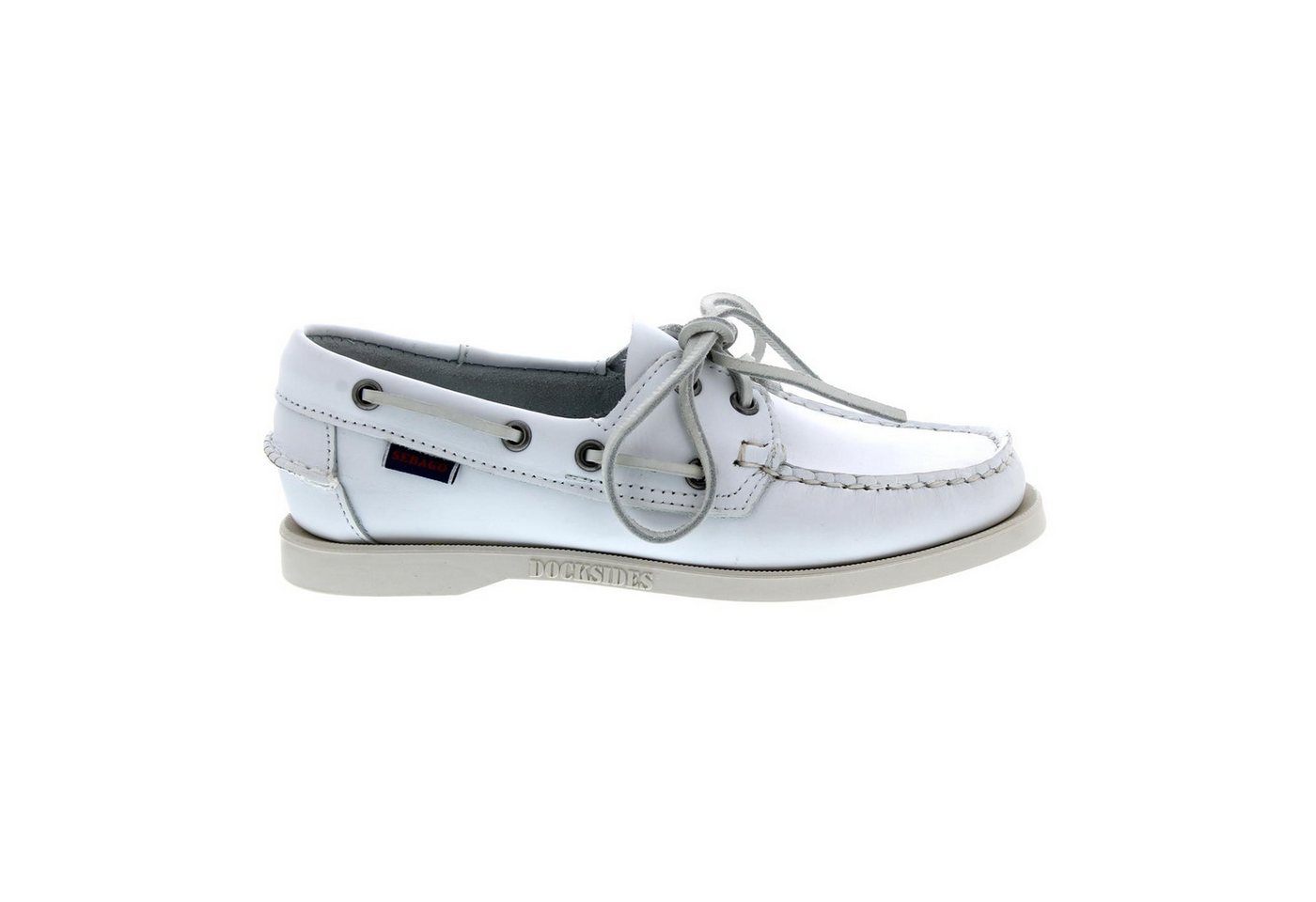 Sebago Docksides Segelschuhe 7000530-911, Glattleder, Weiß Bootsschuh