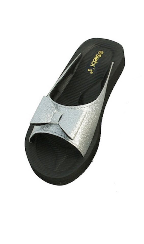 Siebi`s Siebi's BEACH GLITTER Luxus Badeschuhe Pantoletten Damen Schlappen