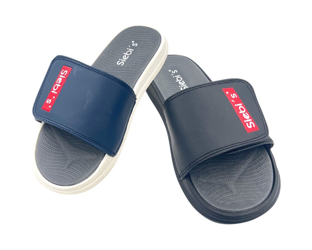 Siebi`s Siebi's SPA-Men Slides Pantoletten Badeschlappen mit Klettverschluss D Schlappen