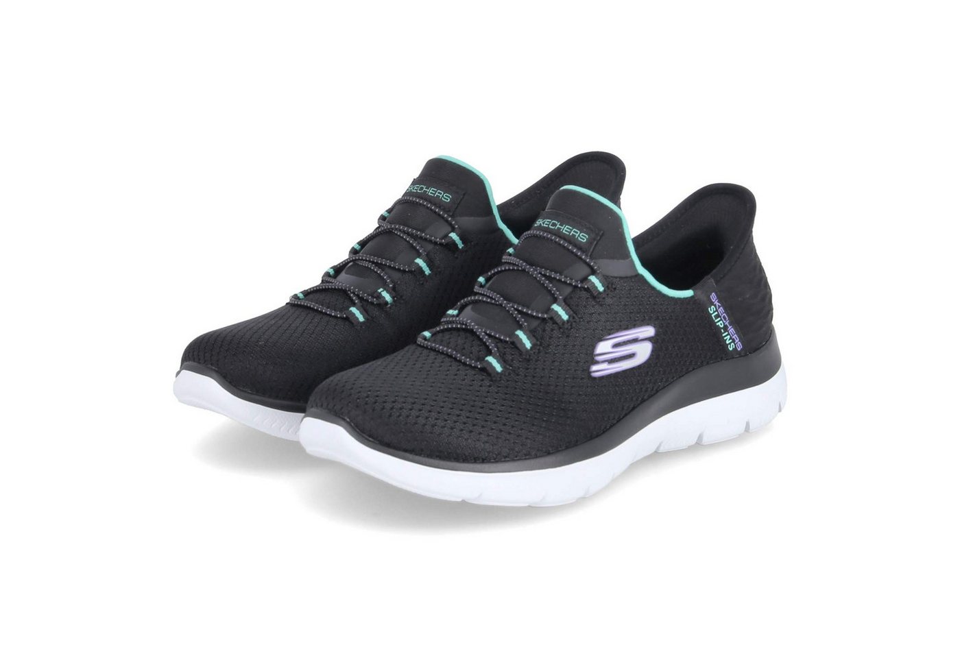 Skechers 150123 BKTQ Damen Textil schwarz Schnürschuh