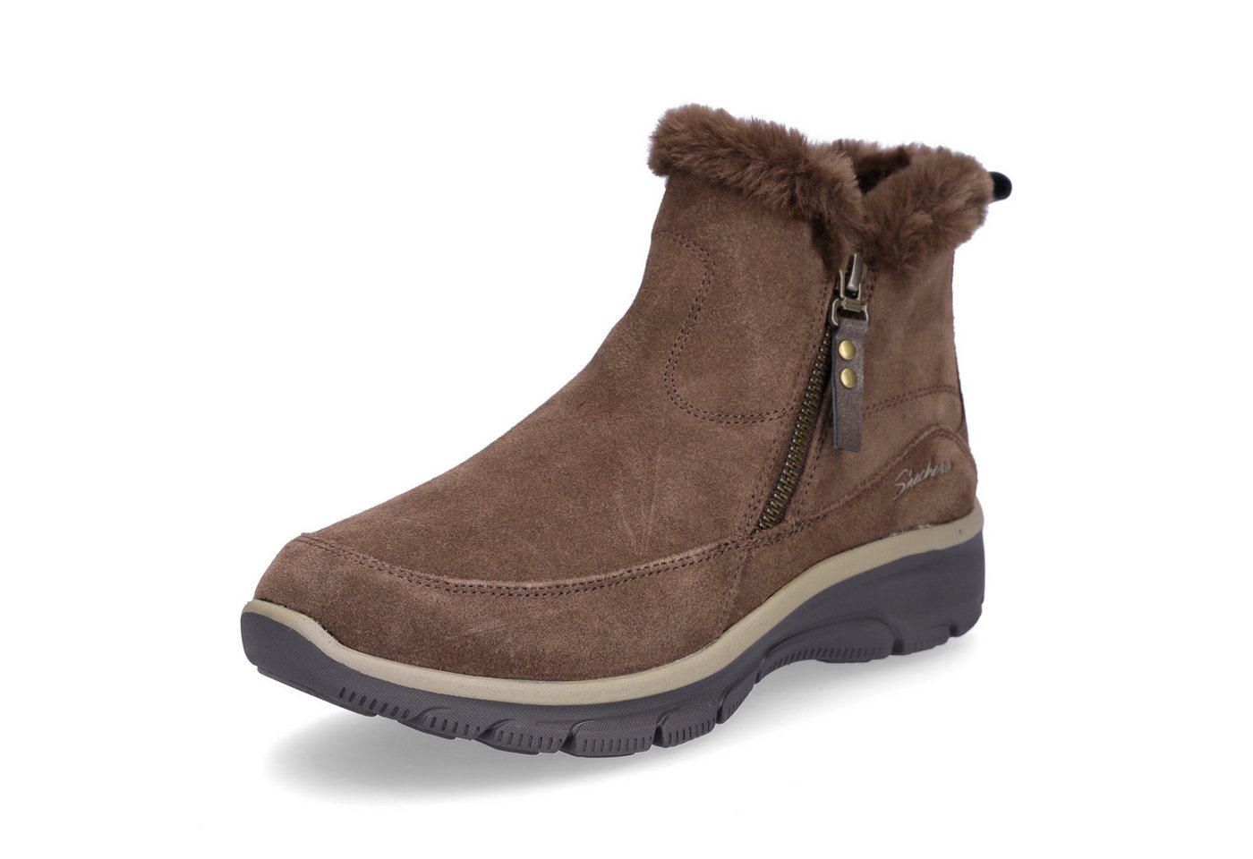 Skechers Damen Boot Easy Going Cool Zip! braun Ankleboots