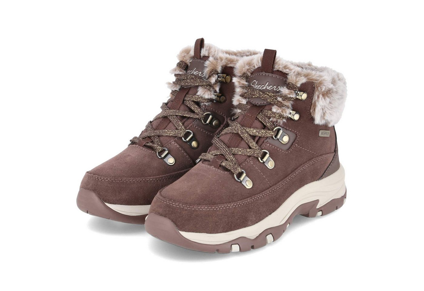 Skechers 167882 CHOC Damen Leder und Synthetik braun Winterstiefel