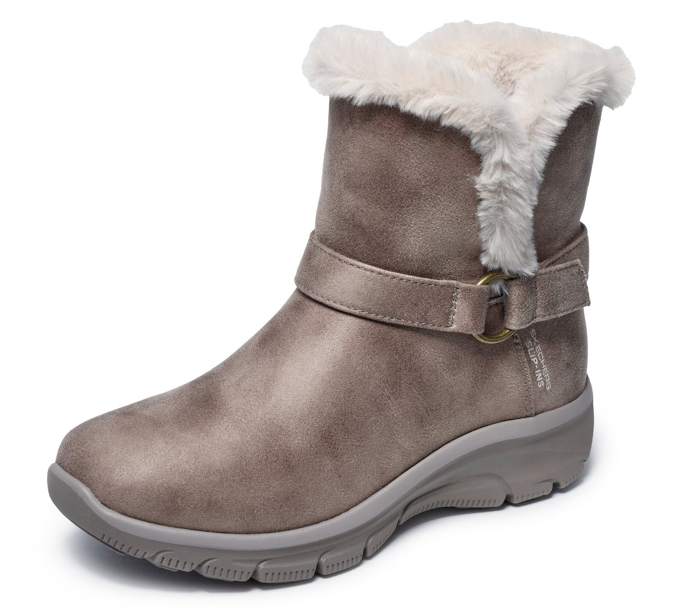 Skechers EASY GOING-DREAMERS MOVE Winterstiefel Schlupfstiefel, Snowboots, Winterschuh mit Slip-Ins Schafteinstieg (beige/braun)