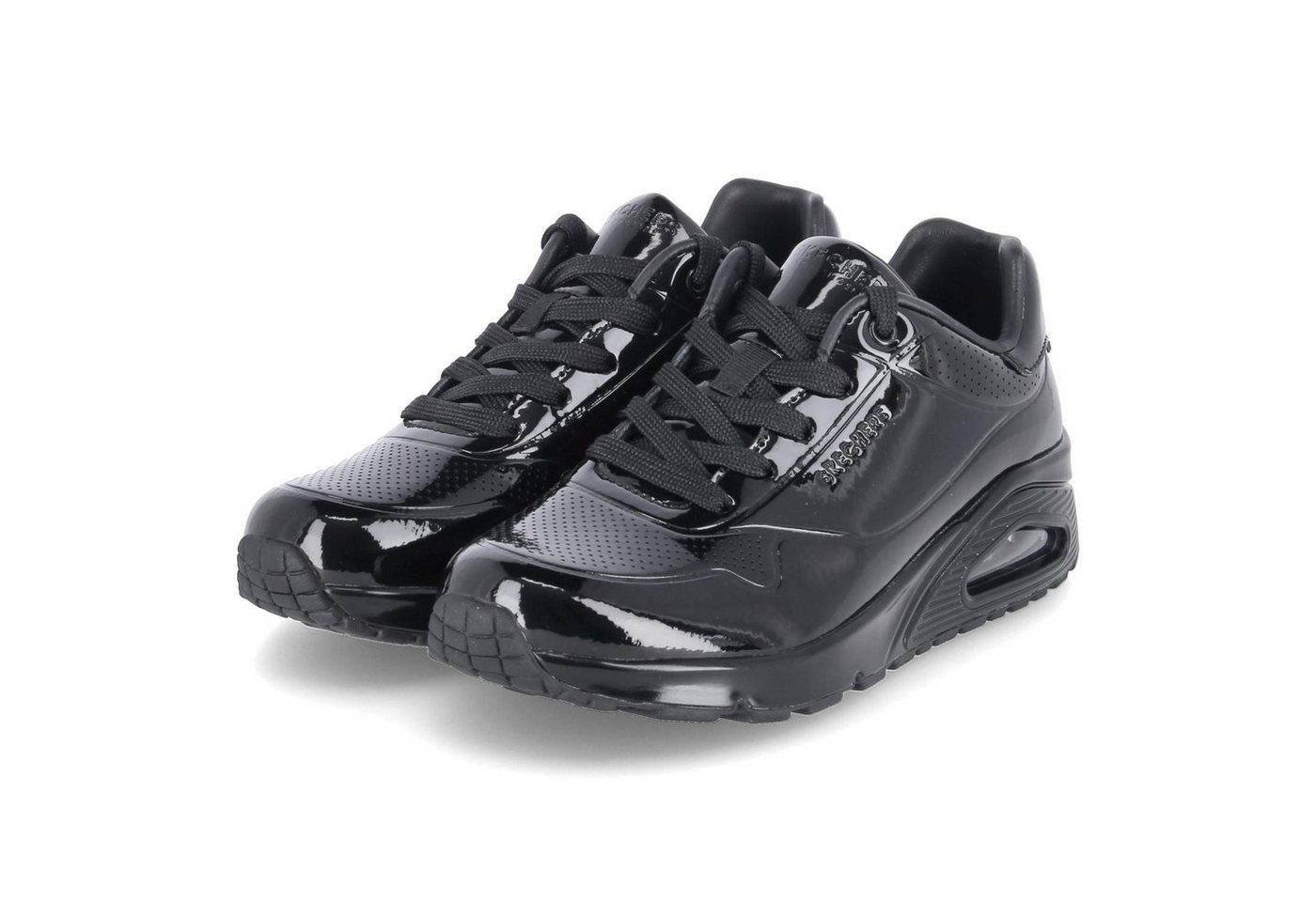 Skechers 177142 BBK Damen Lackleder schwarz Schnürschuh