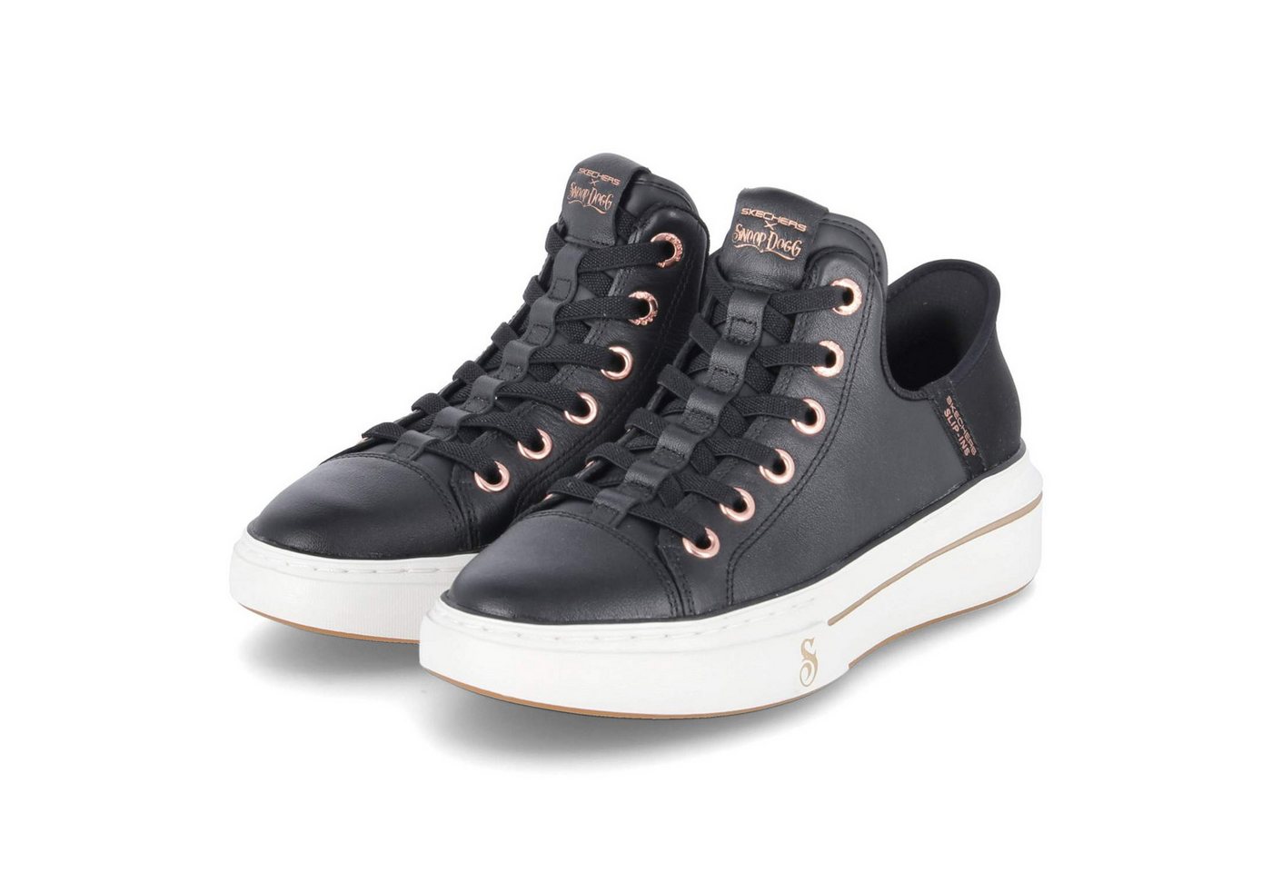 Skechers 186001 BLK Damen Leder & Textil schwarz Schnürschuh