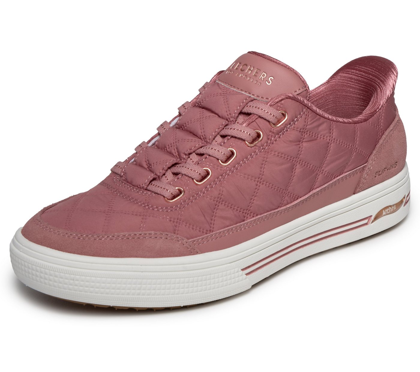 Skechers ARCH FIT ARCADE-CUDDLE STEPS Slip-On Sneaker Slipper, Schlupfschuh, Freizeitsneaker mit elastischen Schnürsenkeln (rosé)