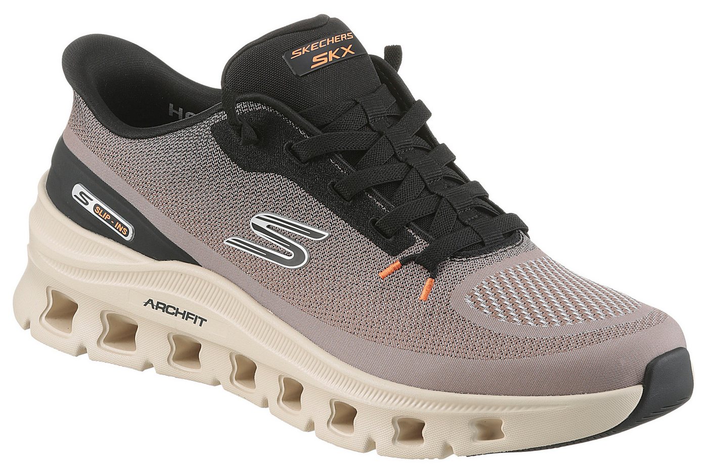 Skechers ARCH FIT GLIDE-STEP PRO Slip-On Sneaker Trainingsschuh, Laufschuh mit Glide-Step Sohle (braun/schwarz)