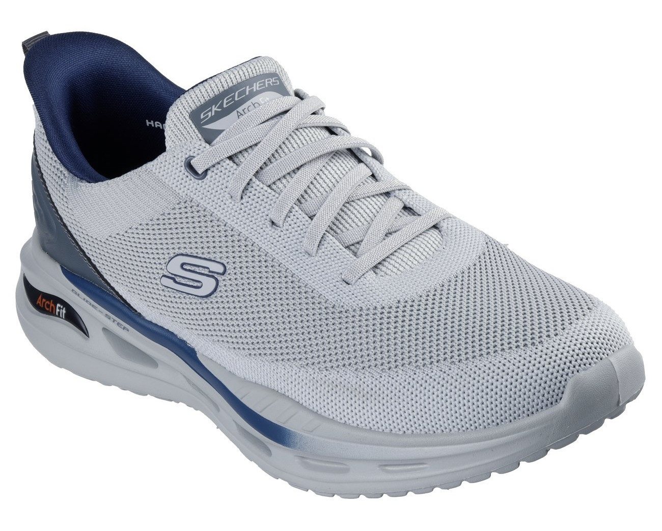 Skechers ARCH FIT ORVAN-KINCADE Slip-On Sneaker, Trainingsschuh, Schnürschuh, Schlupfschuh mit Memory Foam (grau)