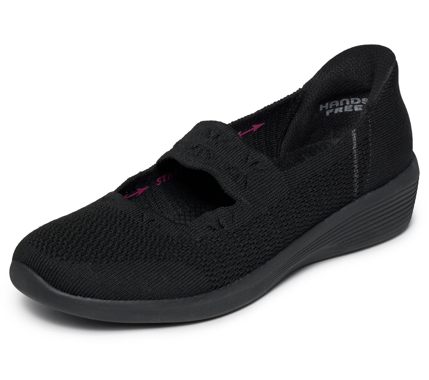 Skechers ARYA Ballerina Freizeitschuh, Schlupfschuh mit Handsfree Slip-Ins Funktion (schwarz)