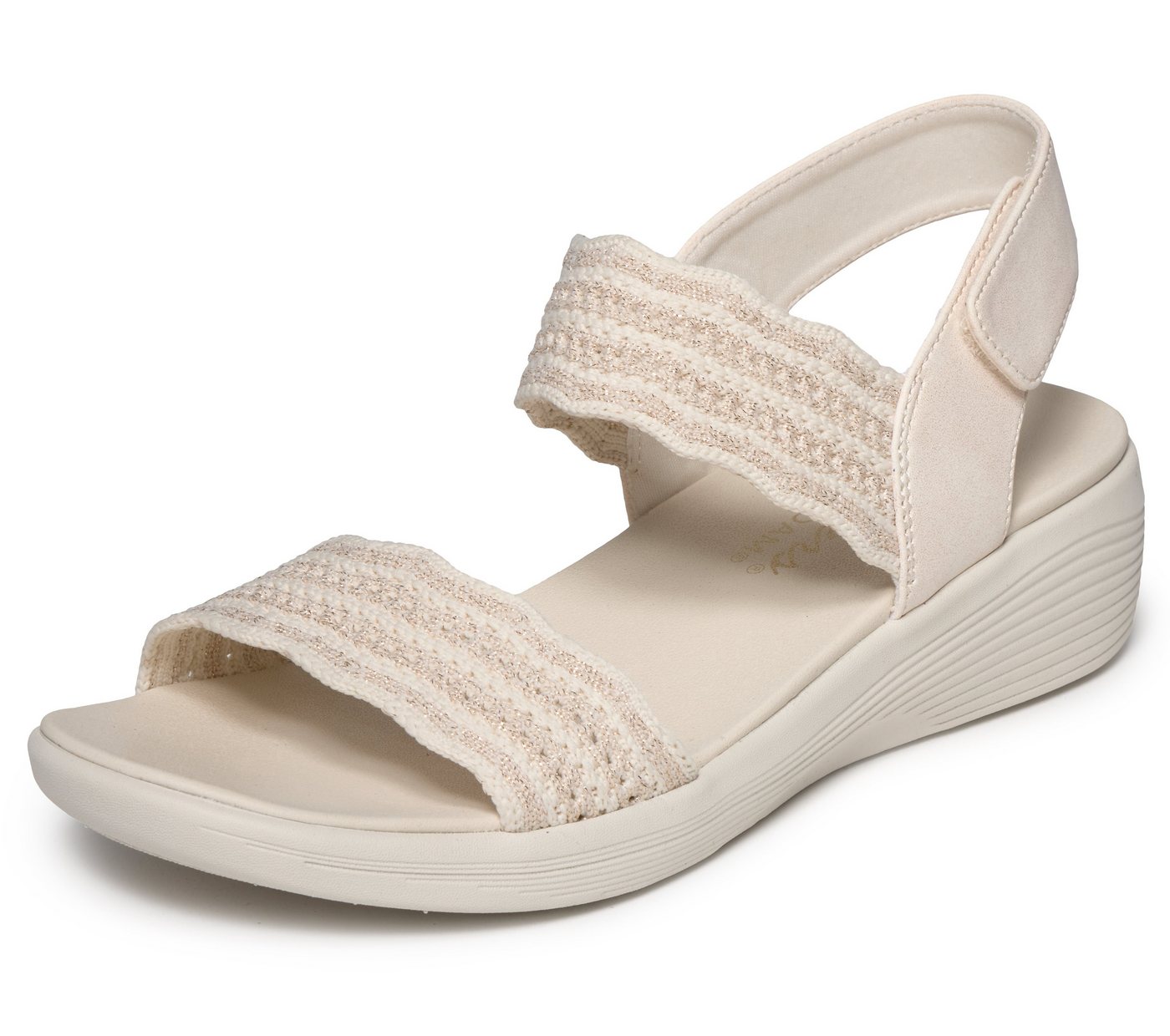 Skechers ARYA Sandale Sommerschuh, Keilsandalette mit komfortablem Luxe Foam (beige)