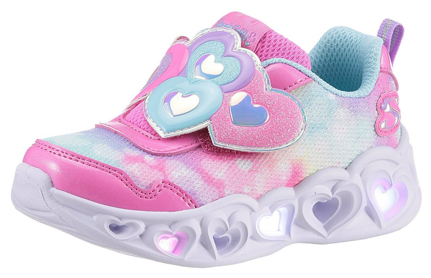 Skechers Blinkschuh HEART LIGHTS - LOVIN REFLECTION Lauflernschuh, Blink,-Klettschuh mit Herz-Applikation, Größenschablone zum Download