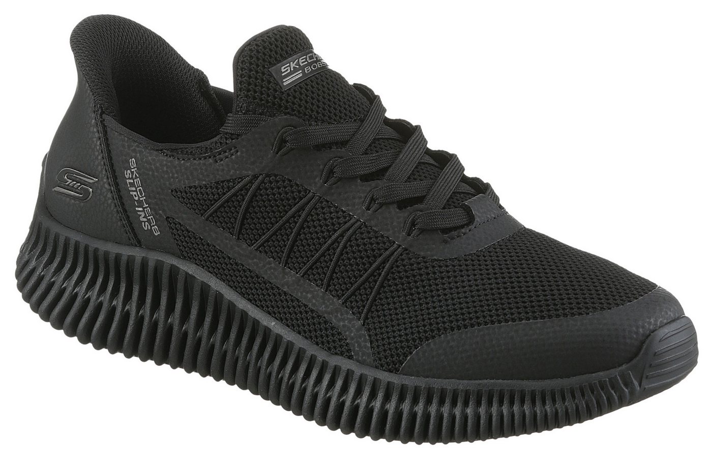 Skechers BOBS GEO LITE-FIXED EDGE Sneaker Freizeitschuh, Trainingsschuh mit Slip-ins (schwarz)