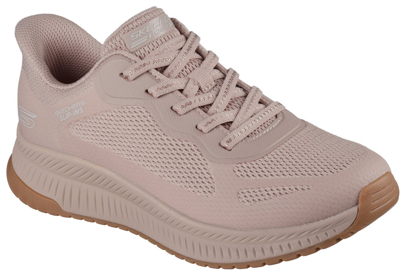 Skechers BOBS SQUAD 4 Slip-On Sneaker Slipper, Freizeitschuh, Halbschuh mit Memory Foam (beige)