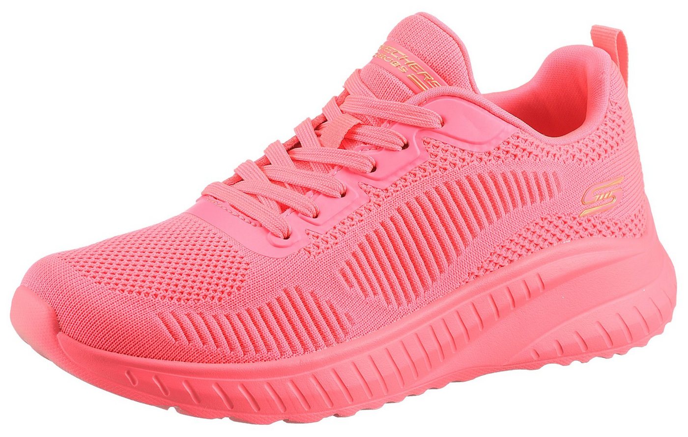 Skechers BOBS SQUAD CHAOS-COOL RYTHMS Sneaker, Knitwear-Sneaker, Schnürschuh in veganer Verarbeitung (rosa)