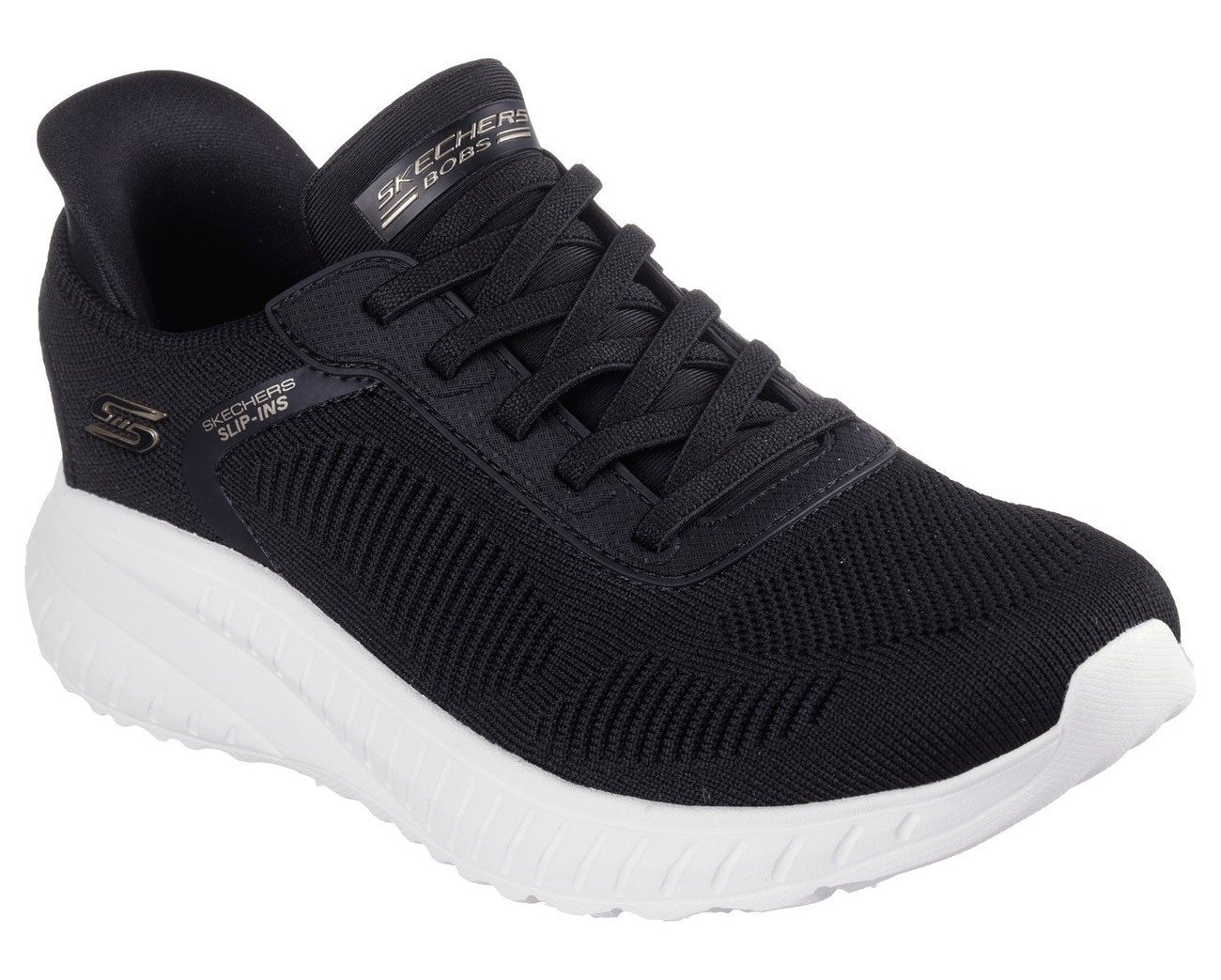 Skechers BOBS SQUAD CHAOS-CURRENT MUSE Slip-On Sneaker, Slipper, Freizeitschuh in veganer Verarbeitung (schwarz)
