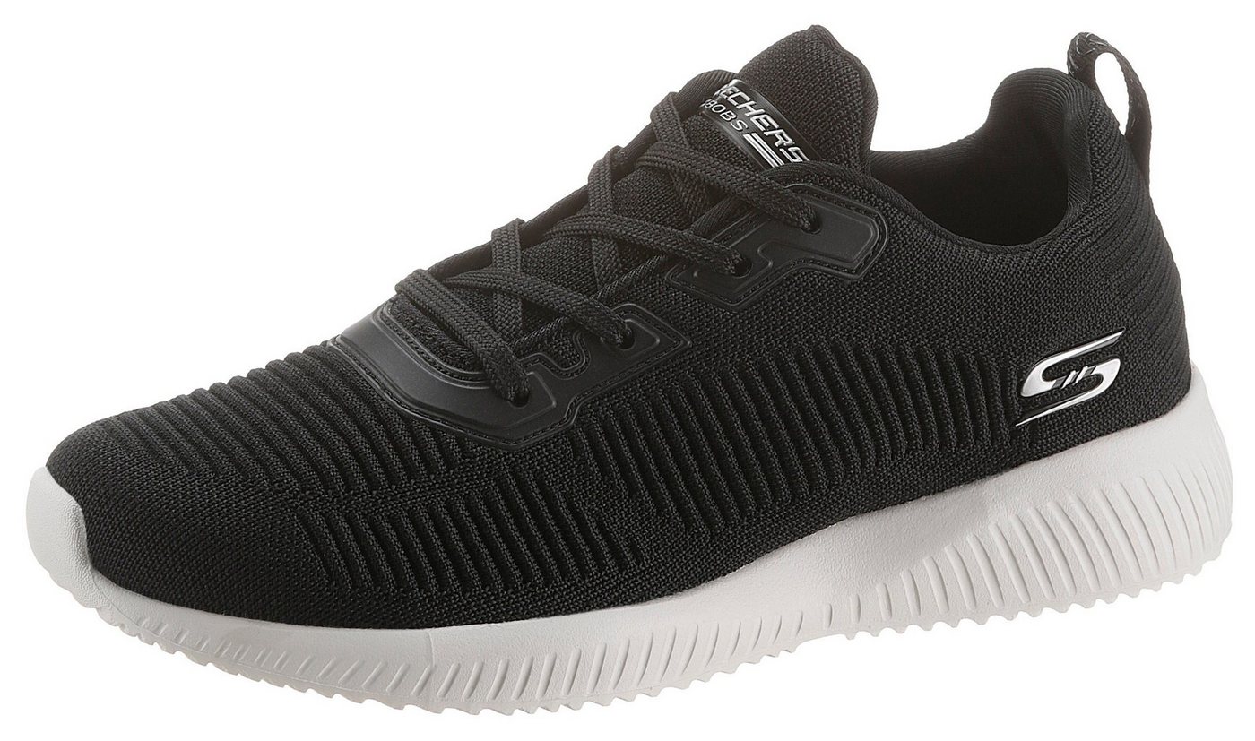Skechers Bobs Squad - Tough Talk Sneaker Freizeitschuh, Halbschuh, Schnürschuh mit Skech-Knit (schwarz/weiß)