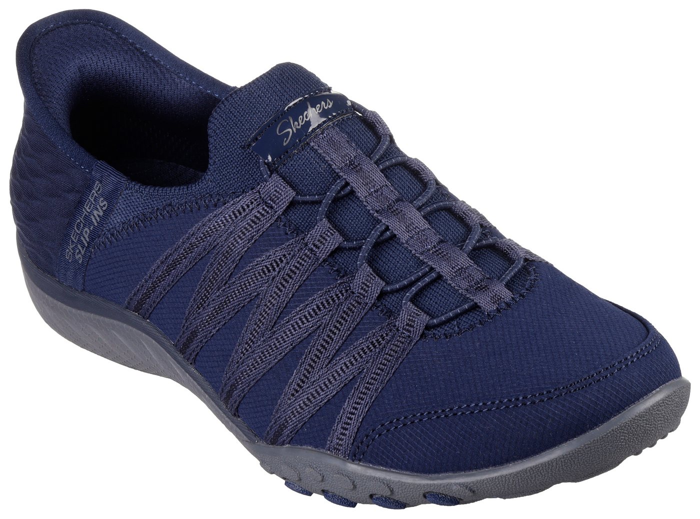 Skechers BREATHE-EASY-ROLL-WITH-ME Slip-On Sneaker Freizeitschuh für Maschinenwäsche geeignet (blau)