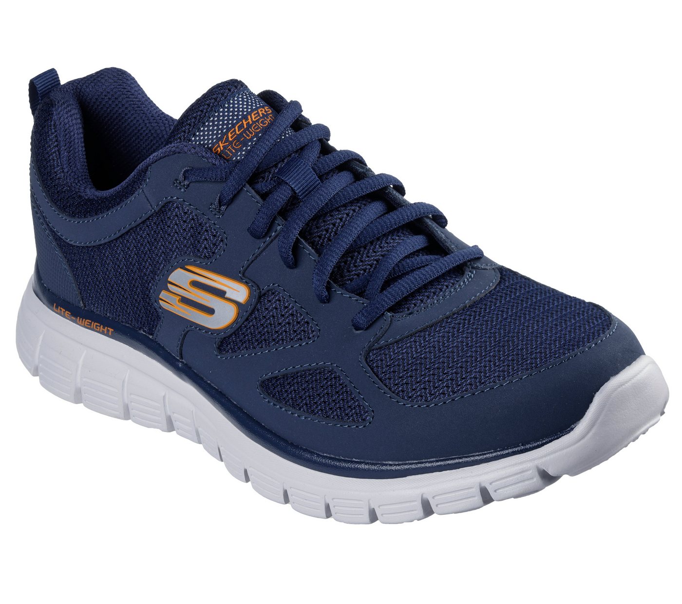 Skechers BURNS-AGOURA Sneaker Schnürschuh, Sportschuh mit Memory Foam (blau/orange)