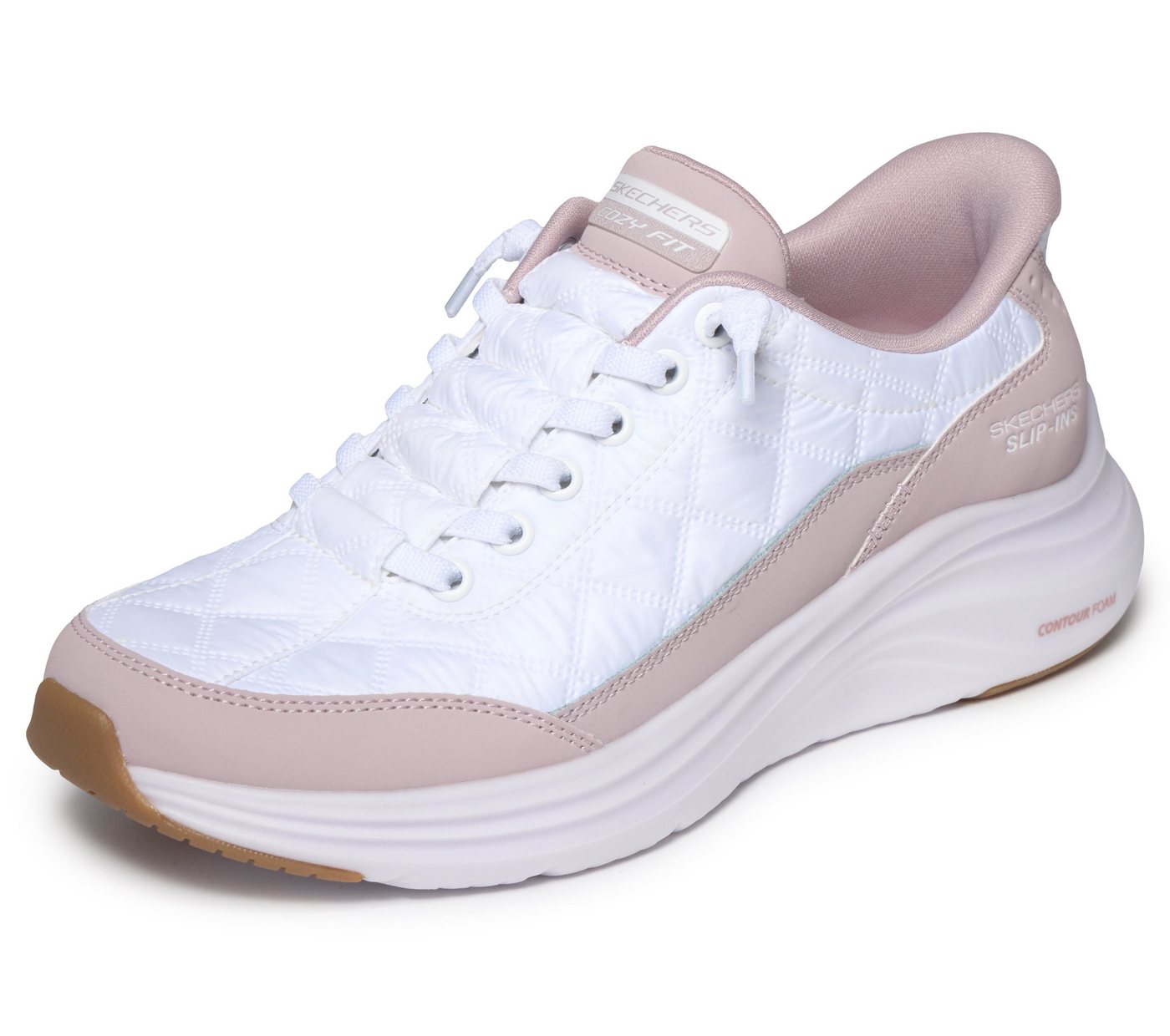 Skechers Contour Foam - Cozy Fit Slip-On Sneaker Slipper mit Handsfree Slip-ins und gestepptem Cozy Fit™-Mesh (weiß)