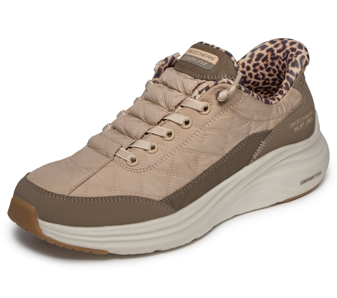 Skechers CONTOUR FOAM-LEOPARD DREAM Slip-On Sneaker Schlupfschuh, Halbschuh, Freizeitschuh mit Animal-Print