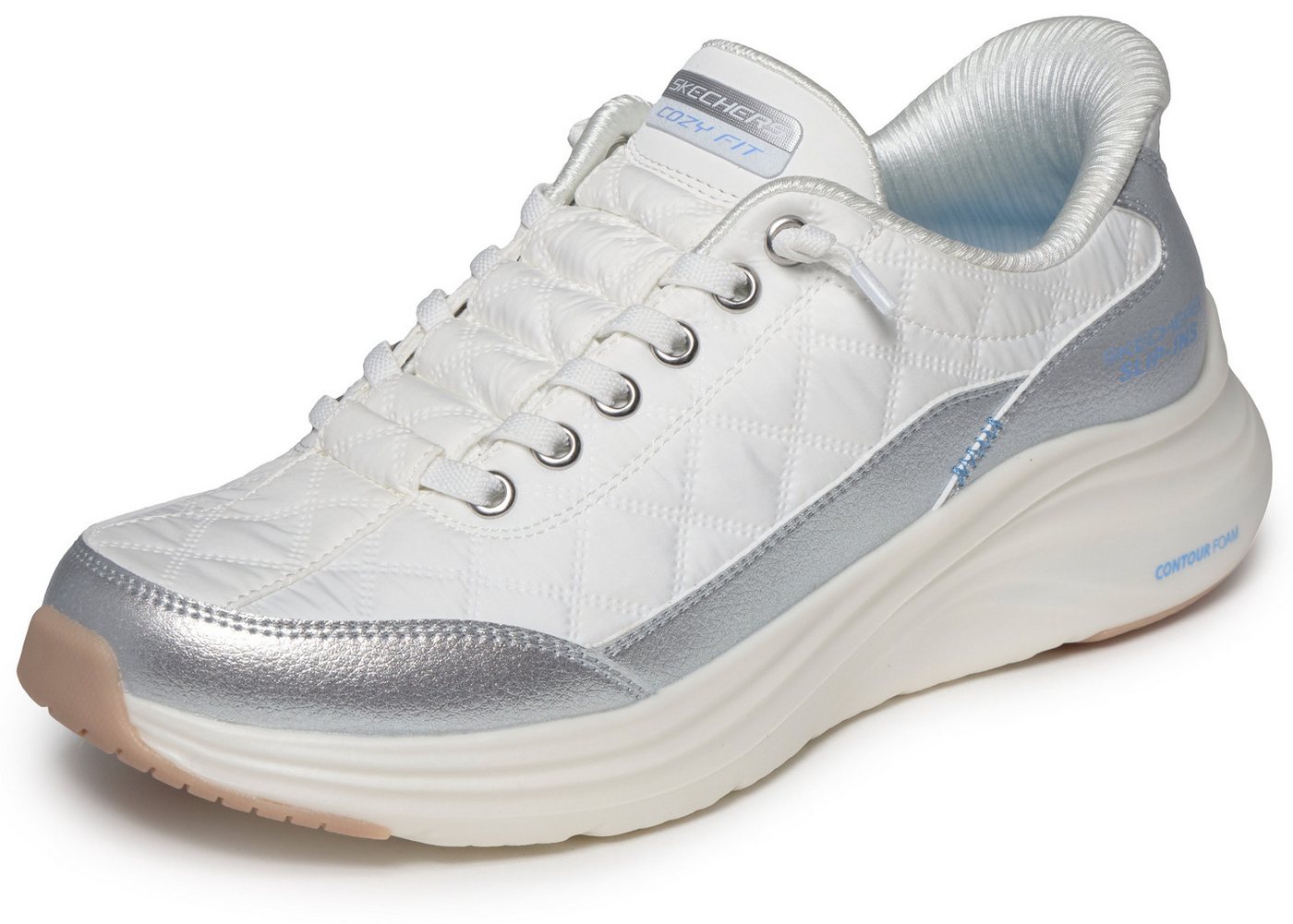 Skechers Contour Foam - Metallic Dream Slip-On Sneaker Schlupfschuh, Halbschuh, Freizeitsneaker mit Metallic-Besatz