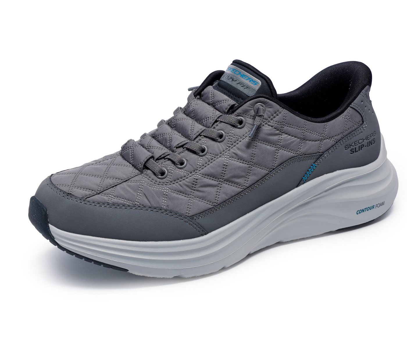 Skechers CONTOUR FOAM Slip-On Sneaker Slipper, Schnürschuh in veganer Verarbeitung (grau/schwarz)