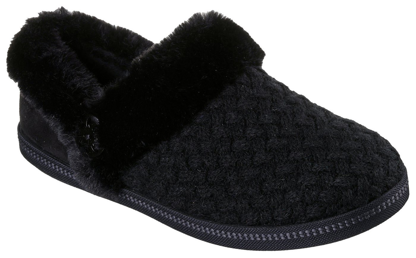 Skechers COZY CAMPFIRE Plüsch Hausschuhe Pantoffel, Slipper mit Warmfutter (schwarz)