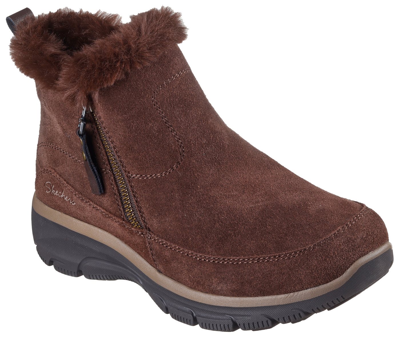 Skechers EASY GOING-COOL ZIP Winterboots Winterschuh, Reißverschlussstiefel mit 3M Scotchgard-Imprägnierung (braun)
