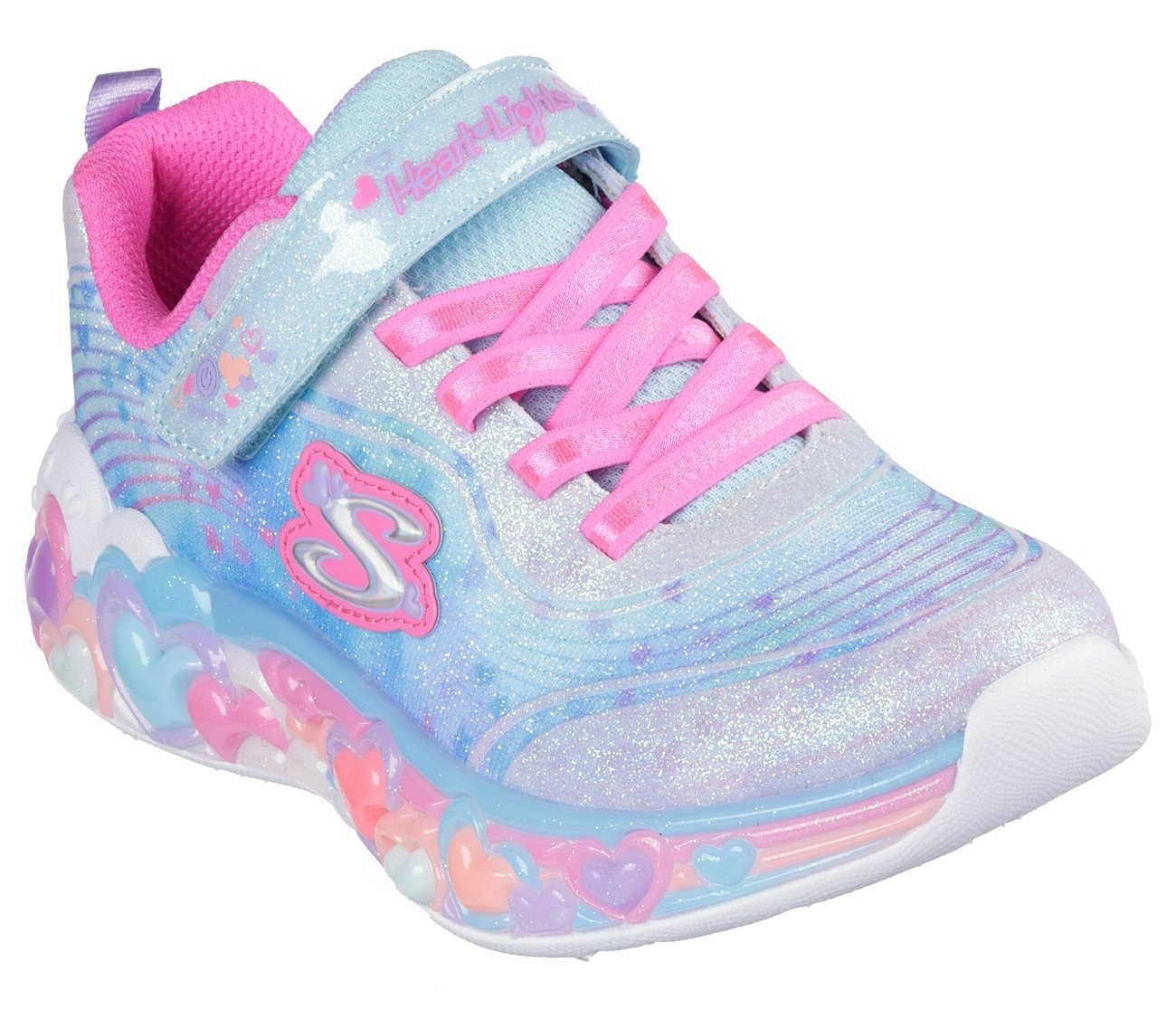 Skechers ETERNAL HEART LIGHTS Sneaker Blink,-Klettschuh mit Herz-Applikation, Größenschablone zum Download