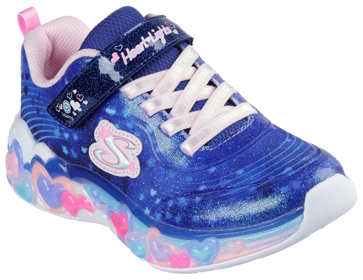 Skechers ETERNAL HEART LIGHTS Sneaker Blink,-Klettschuh mit Herz-Applikation, Größenschablone zum Download