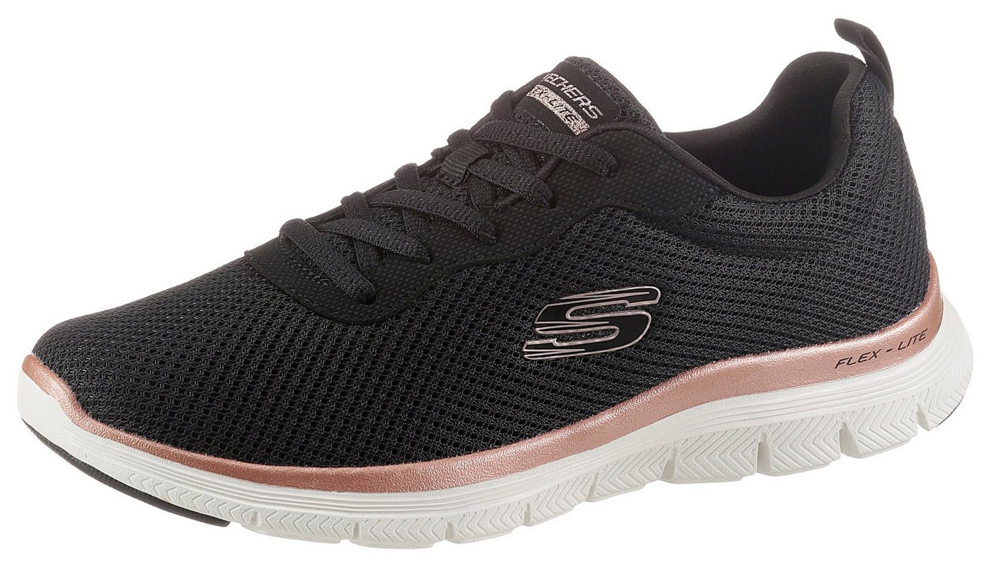 Skechers FLEX APPEAL 4.0 BRILLINAT VIEW Sneaker Freizeitschuh, Halbschuh, Schnürschuh mit Air Cooled Memory Foam (schwarz)