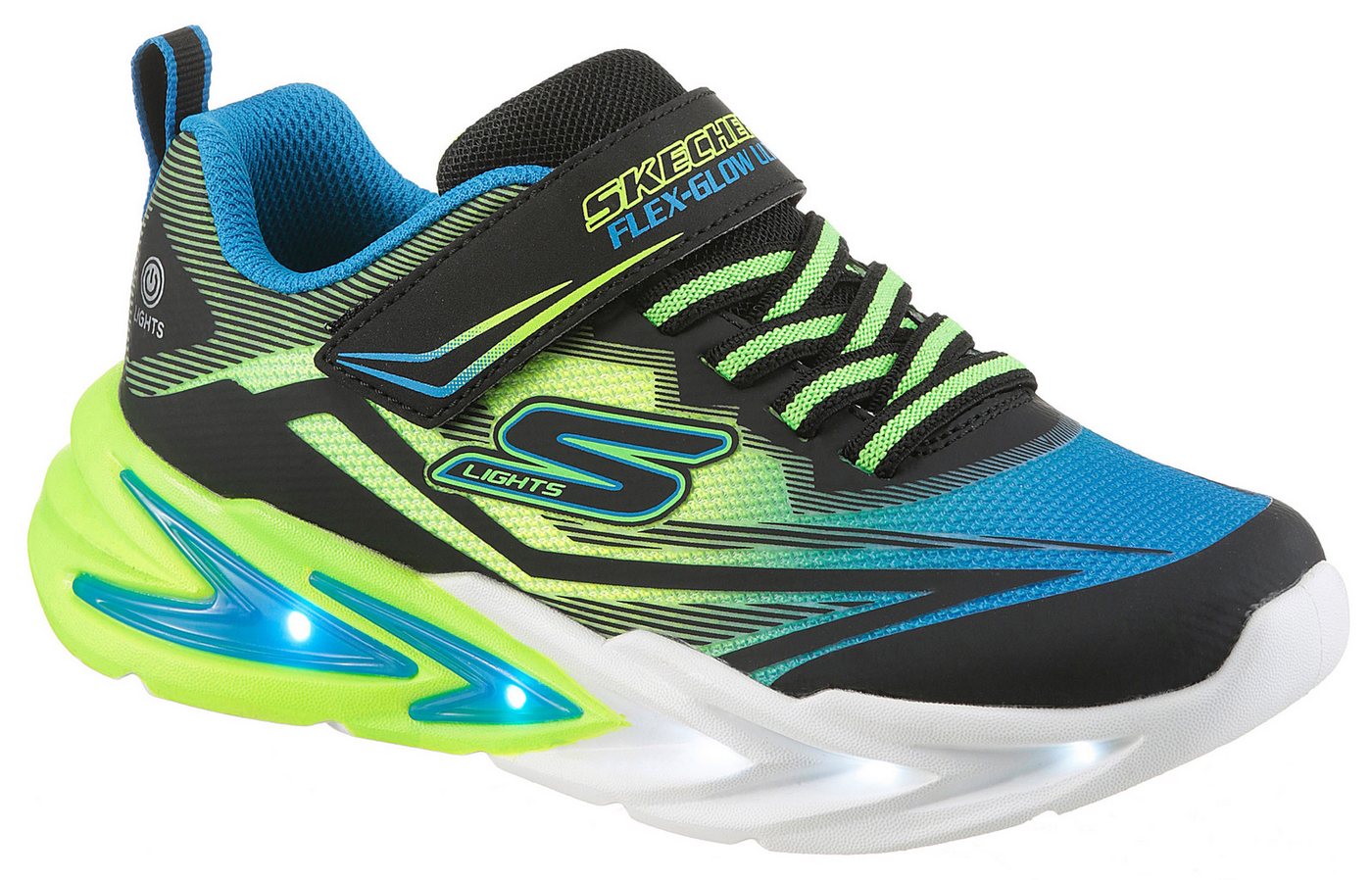 Skechers FLEX-GLOW ULTRA Sneaker Klettschuh zum Schlüpfen, Größenschablone zum Download (gelb/schwarz)
